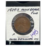 1929-S Lincoln Wheat Cent, Fine Condition