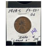 1928-S FS-501 Lincoln Wheat Cent