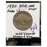 1930 DDR-006 Buffalo Nickel, Fine/Very Fine
