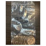 10 Eisenhower Dollars Coins