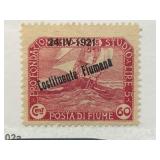 1921 Fiume Overprinted 5 Lire Stamp