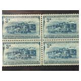 Block of U.S. 3-Cent Railroad Mint Stamps