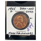 1955-D DDO-003 64RD Lincoln Cent