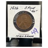 1926 US Lincoln Wheat Cent B-Fine 40