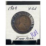 1909 Lincoln Wheat Cent " First Year Issue