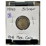 1940 Mexican 20-Centavo Silver Coin