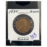 1934 Lincoln Wheat Cent AUNC Condition