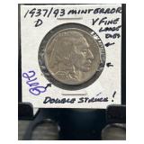 1937/93 D Buffalo Nickel Double Strike Error