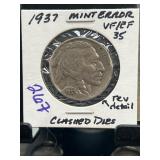 1937 Buffalo Nickel With Mint Error