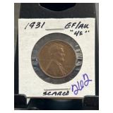 1931 Lincoln Wheat Cent Coin " EF/AU Condition