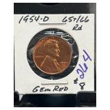 1954-D Lincoln Wheat Penny Gem Red