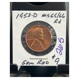 1952-D Lincoln Cent MS65/66 RD