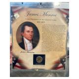 James Monroe Presidential Coin Collection Display