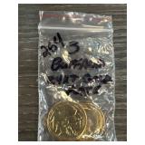 3 Gold Plated Buffalo Nickels