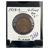 1928-S Lincoln Wheat Cent, Very Fine Condition