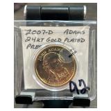 2007-D John Adams 24kt Gold Plated $1 Coin