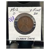 1912-D Lincoln Wheat Cent, Very Fine Condition
