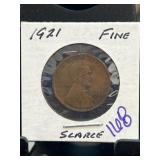 1921 Lincoln Wheat Cent, Fine Condition