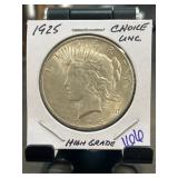 1925 Peace Dollar Coin, Choice UNC Condition