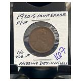 1920-S Lincoln Cent Mint Error Coin