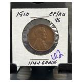 1910 Lincoln Wheat Penny, EF/AU Condition