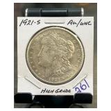 1921-S Morgan Silver Dollar AU/UNC