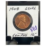 1948 Lincoln Cent 65RD Gem Red