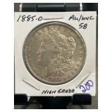 1885-O Morgan Dollar AU/UNC 58 Coin