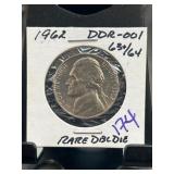 1962 DDR-001 Nickel, Rare Double Die