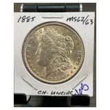 1885 Morgan Silver Dollar, MS62/63