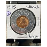 1945 Victory Year Wheat Cent Token