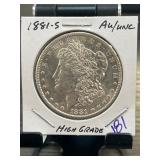 1881-S Morgan Silver Dollar in AU/Unc Condition
