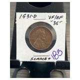 1931-D Lincoln Wheat Cent in VF/EF Condition