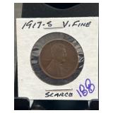 1917-S Lincoln Wheat Cent, Very Fine Condition