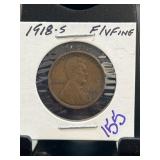 1918-S Lincoln Wheat Cent, Fine/Very Fine