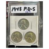 1943 P-D-S Lincoln Wheat Cent Set