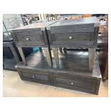 Wooden Side Tables With Power Ports and Coffee Tab