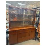 Mid-Century Wooden China Cabinet with Glass Doors
