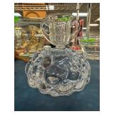 Clear Art Glass Flower Frog with Markings