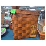 Wooden Basket With Mushroom Design and Hinged Lid