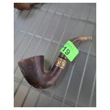 Wooden Tobacco Pipe with Gold-Filled Band