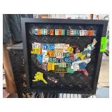 Framed License Plate USA Map Artwork