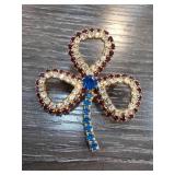 Gold-Tone Four-Leaf Clover Pin with Colorful Stone