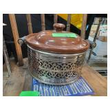 Brown Ceramic Dish With Metal Holder