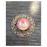 Victorian-Style Cameo Brooch with Filigree Frame