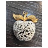Signed J Jay Apple Filigree Pendant