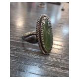 Sterling Silver Sz 8 Ring with Green Stone
