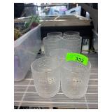 Six Clear Textured Glass Tumblers