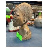 Carved African Bust with Heavy Stone Detail