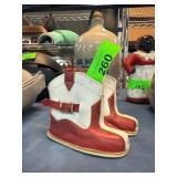 Red and White Decorative Leather Boots